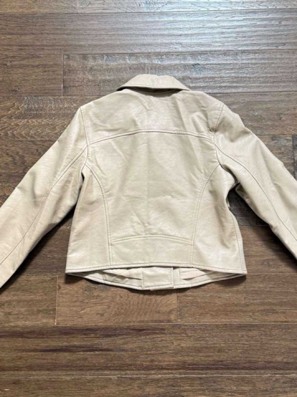 Abercrombie & Fitch Women's Large Vegan Leather Moto Jacket Beige, Taupe - Picture 9 of 9